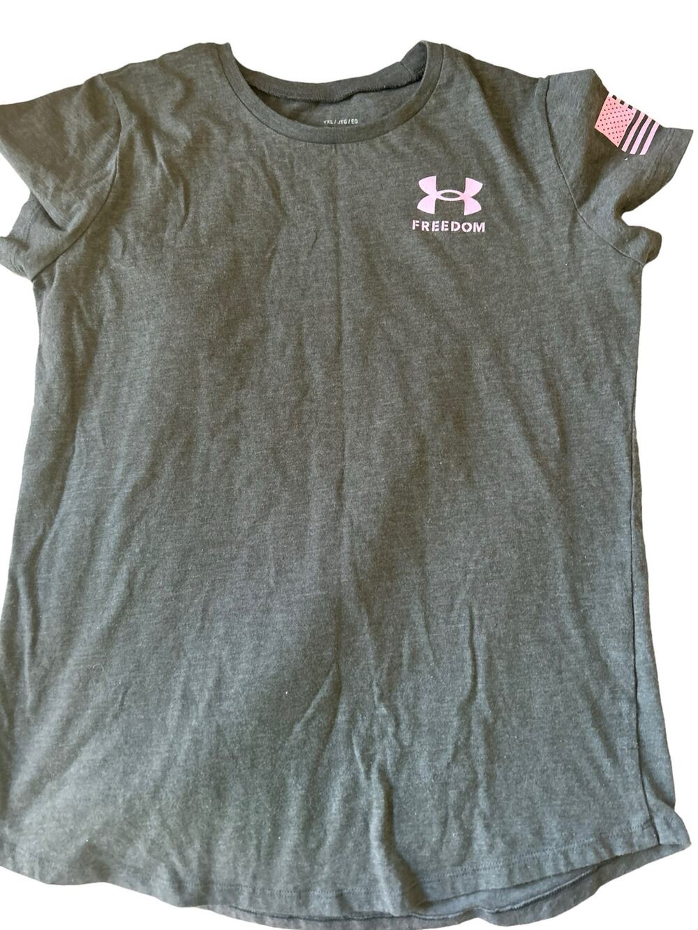 Under Armour grey and pink freedom shirt XL